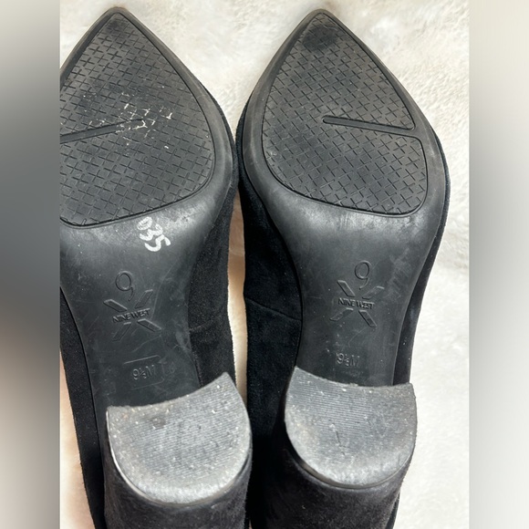 WOMENS SIZE 9.5 BLACK NINE WEST SUEDE BLOCK HEEL SHOES - Picture 5 of 7